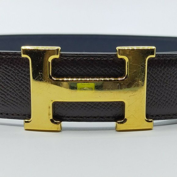 Authentic Hermes H Gold Buckle Reversible Belt - Picture 3 of 10
